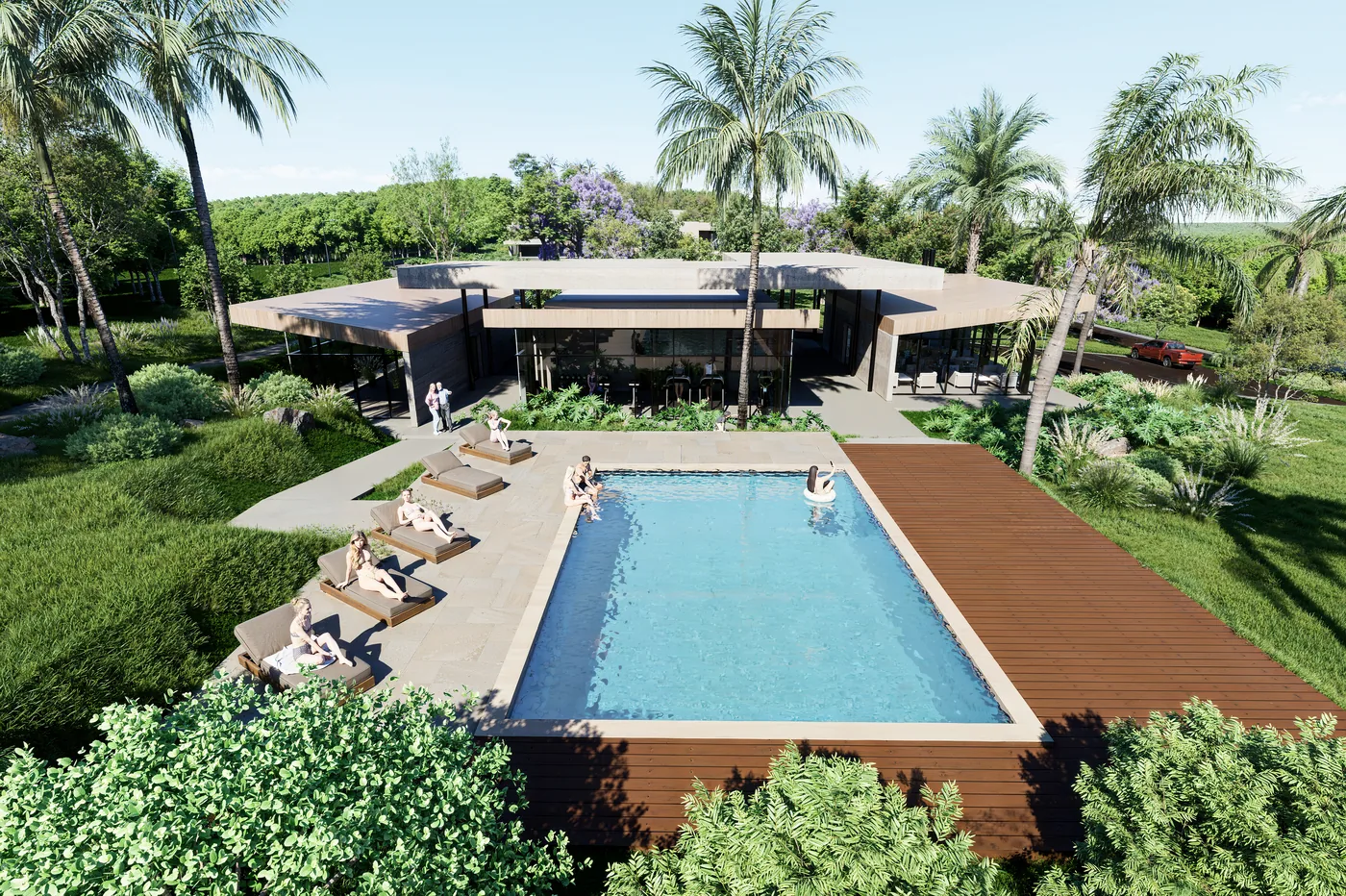 Het aangelegde parklandschap van Oasis